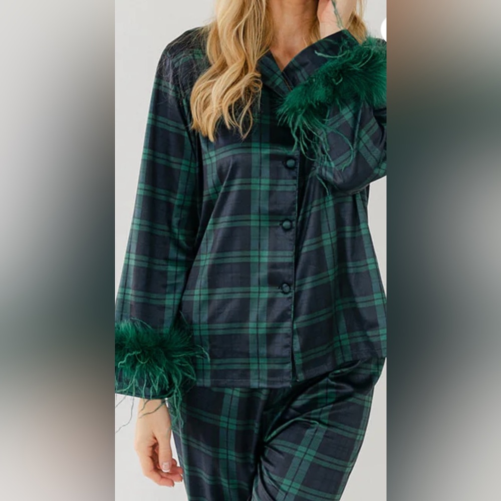 Bon Viviann Navy Green Plaid pjs